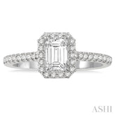 1/6 Ctw Octagon Shape Semi-Mount Round Cut Diamond Ring in 14K White Gold